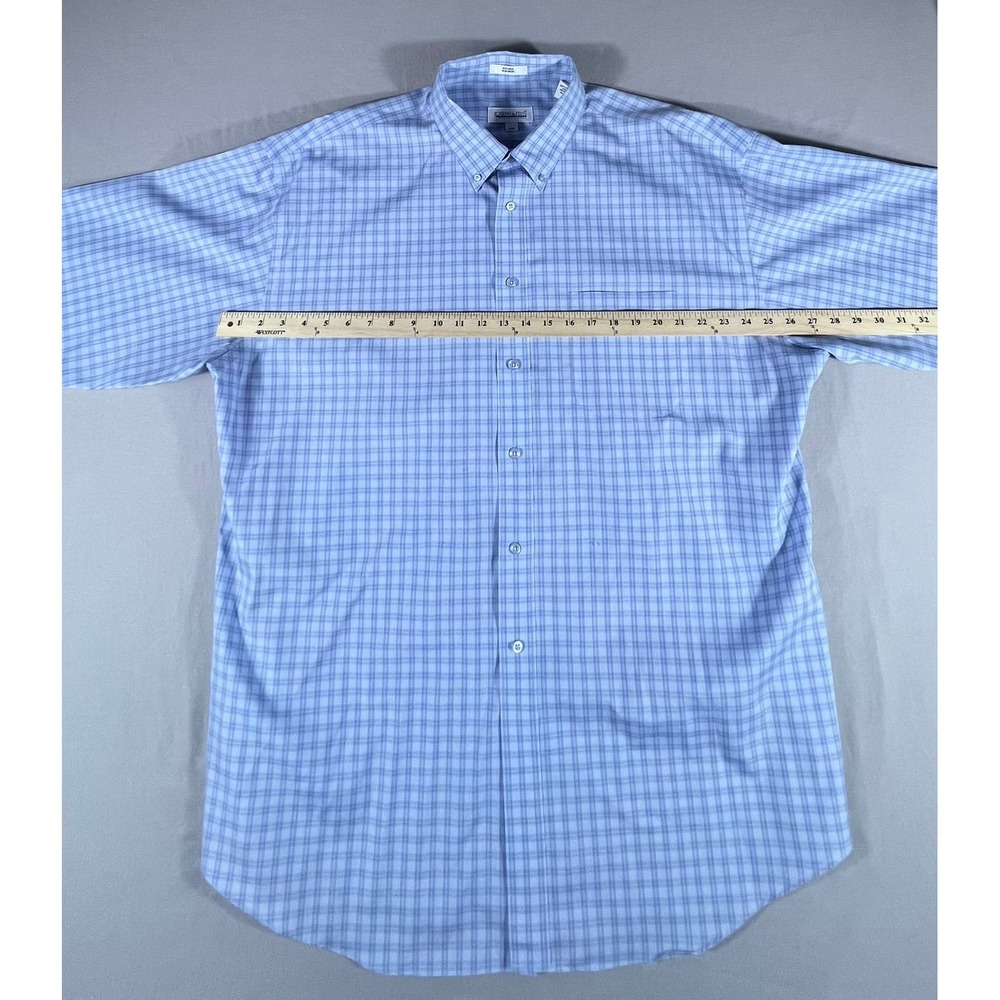 Joseph & Feiss Men's XXL Blue Check Non-Iron 100% Cotton Button Down Dress Shirt - Picture 6 of 9